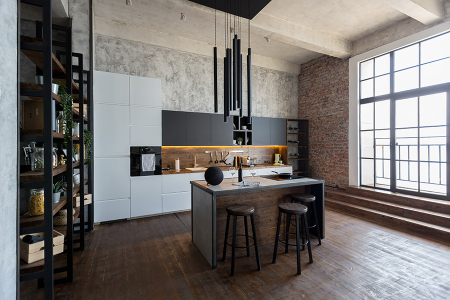 Industriele-keuken-industrieel-interieur-zwarte-keuken-loft