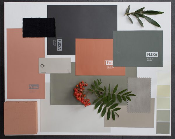 Moodboard met producten voor kleuradvies kleuren combineren kleurenplan interieurplan