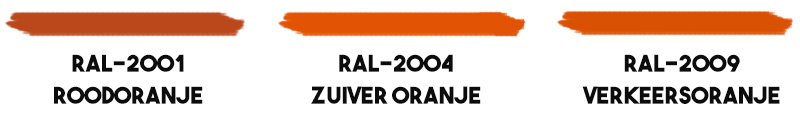 Oranje-RAL-kleuren